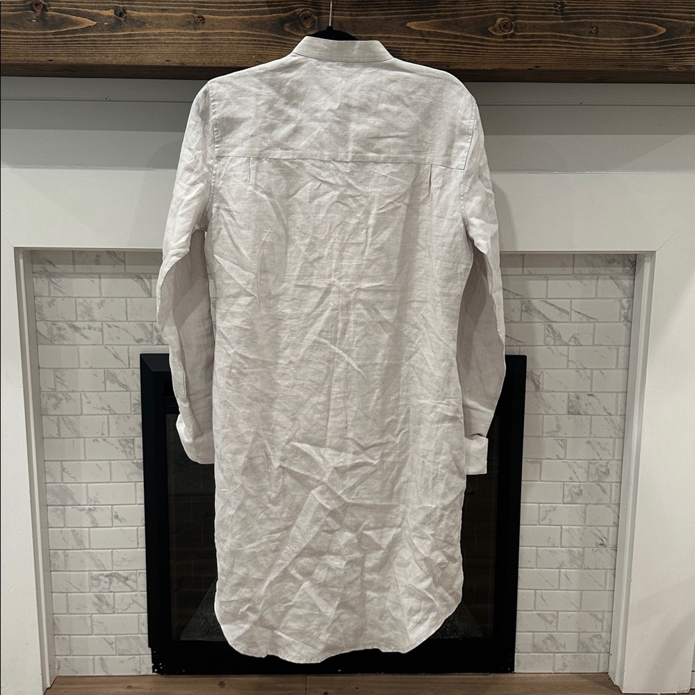 Claridge + king pale silver grey Pleated linen shirt dress - Picture 4 of 5